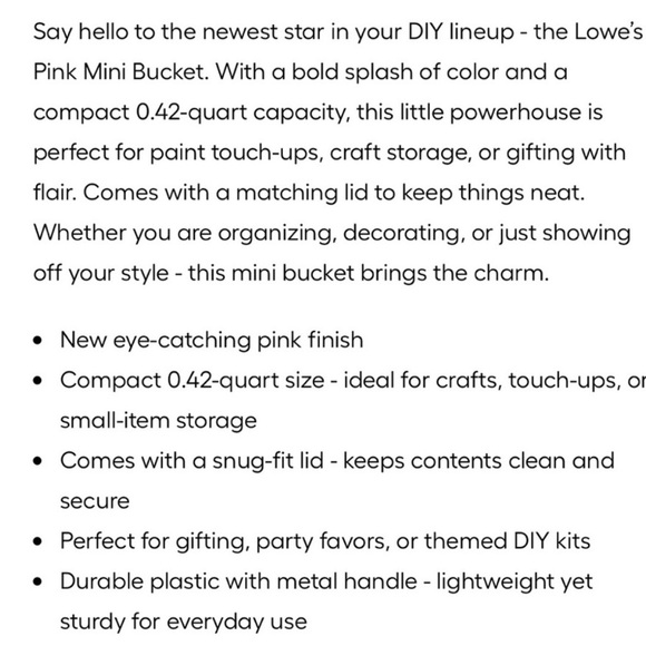 2 Pink Lowe's Buckets with Lid - Picture 2 of 6